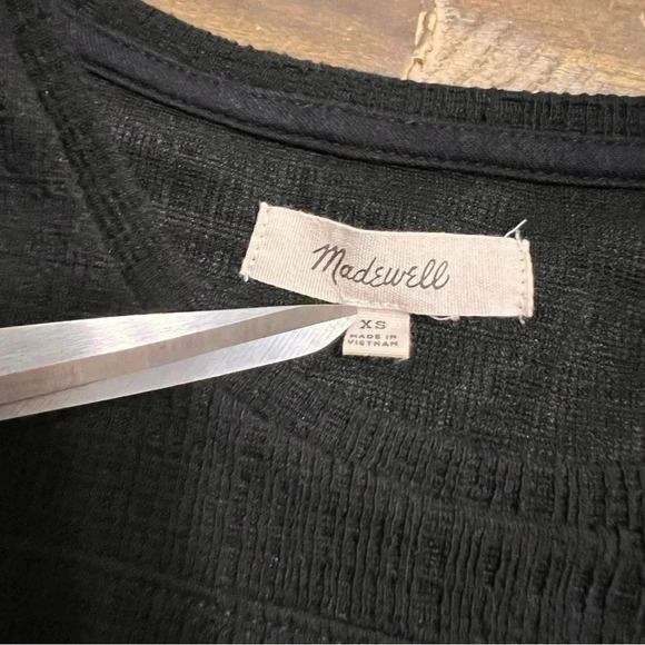 Madewell Skylark Black Top Cold Shoulder Arm Ties XS Textural Knit - Picture 4 of 5